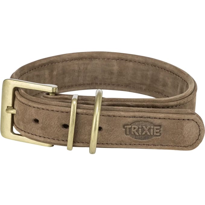 Hondenhalsband van echt leer Trixie