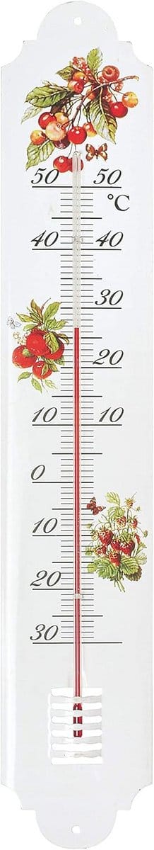 Metalen Buiten Thermometer 50 cm met Decoratieve Fruit Uitstraling