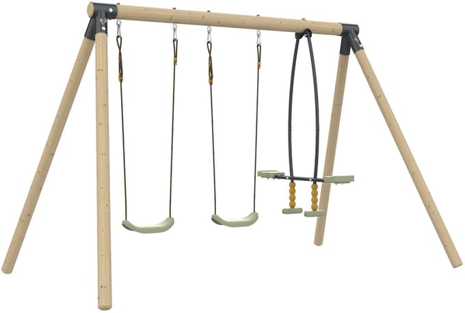 ANÉMONE schommel 2 schommels - tegenovergesteld - verankeringsset - FSC® hout h190 cm