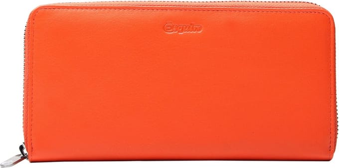 Esquire Leren Portemonnee Viktoria Zip Around Wallet Flame Orange Oranje