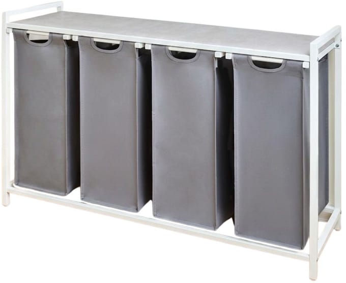 KAD® Wasmand - Wasmand 4 Vakken - Wassorteerder - Crème - 73cm x 111cm x 36cm