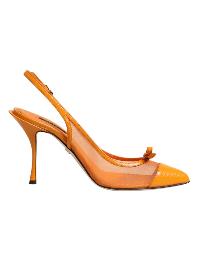 Dolce & Gabbana Oranje Leren Net Hakken Slingback Schoenen
