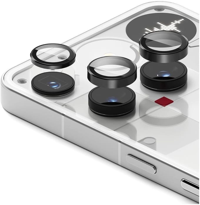 Ringke Frame Glass - Camera Protector Geschikt voor Nothing Phone (3) - Case Friendly - Tempered Glass voor Camera Lens Zwart - 2-Pack