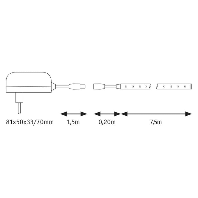 Paulmann SimpLED LED Strip 7,5 Meter Warm Wit 3000K - Plug & Play Set - 20W - 300 lm/m - 60 LEDs/m - Voor Binnen - Gecoat