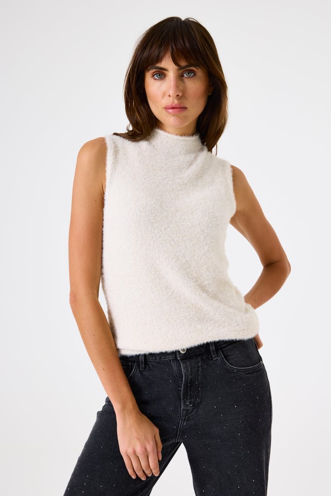 GARCIA Dames Effen Trui Bruin Sleeveless