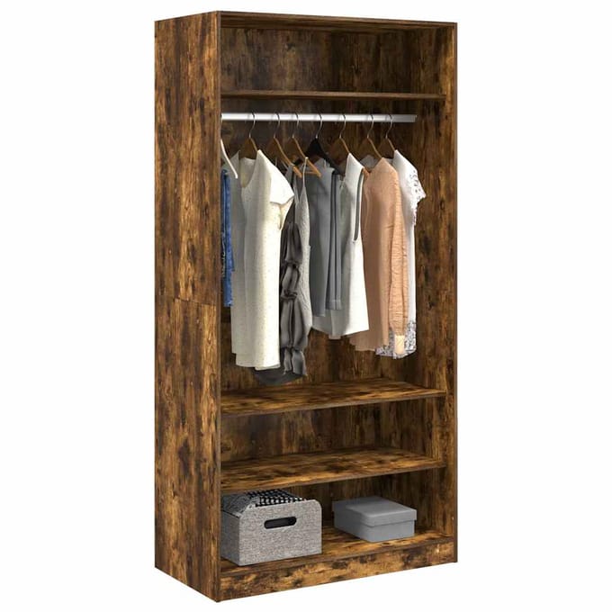 vidaXL - Kledingkast - 100x50x200 - cm - bewerkt - hout - gerookt - eikenkleurig