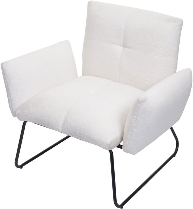 Lounge fauteuil MCW-K34, cocktail fauteuil, bouclé stof/textiel MVG-gecertificeerd ~ wit