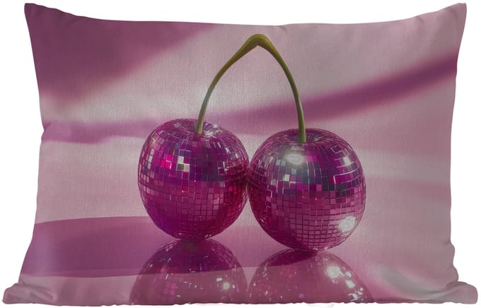 Buitenkussens - Tuin - Glitter - Discobol - Roze - Kersen - 50x30 cm