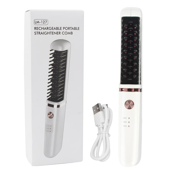 Stijltangborstel 3 Niveaus Regelbare Temperatuur Anti-Verbranding USB Oplaadbaar Draadloos black