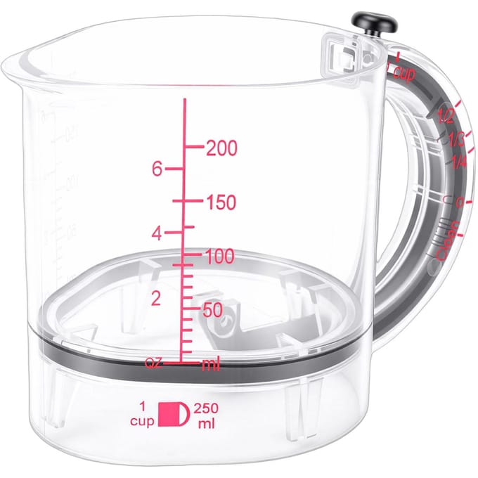 Verstelbare Maatbeker 4-in-1 Multifunctioneel met Basis voor Koken Bakken Ingrediënten white