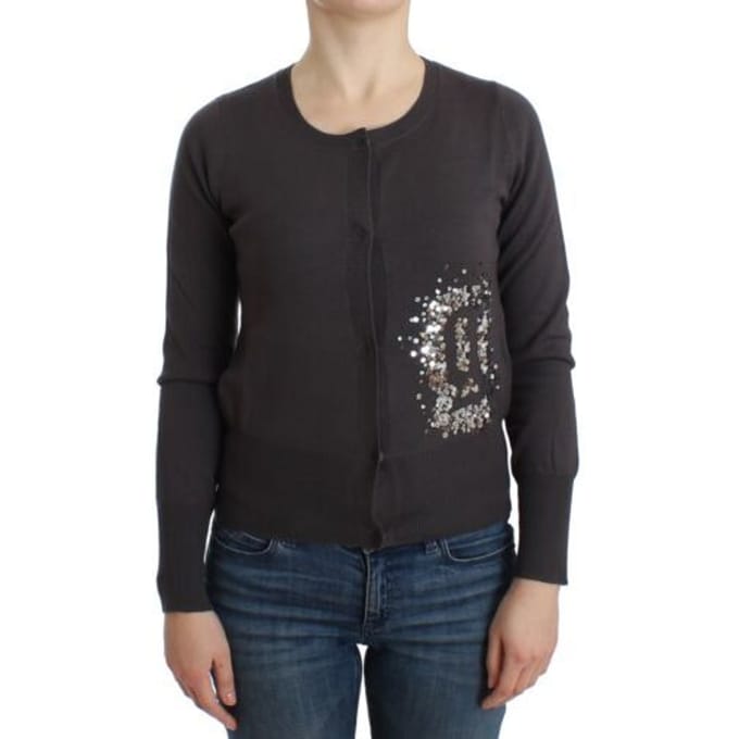 John Galliano Paarse Wollen Gekleurde Sequins Cardigan Brei Trui