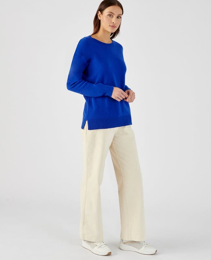 Damart - Trui van zuiver kasjmier met rond hals - Dames - Blauw - M