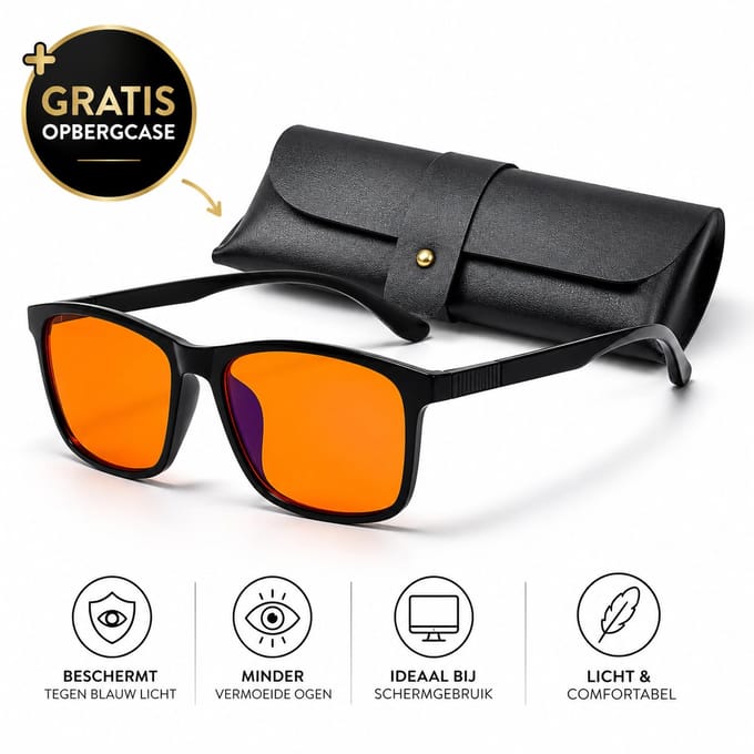 Blauw Licht Filter Bril – Computerbril voor Gaming & Beeldscherm – Anti Bluelight – Inclusief Gratis Opbergcase