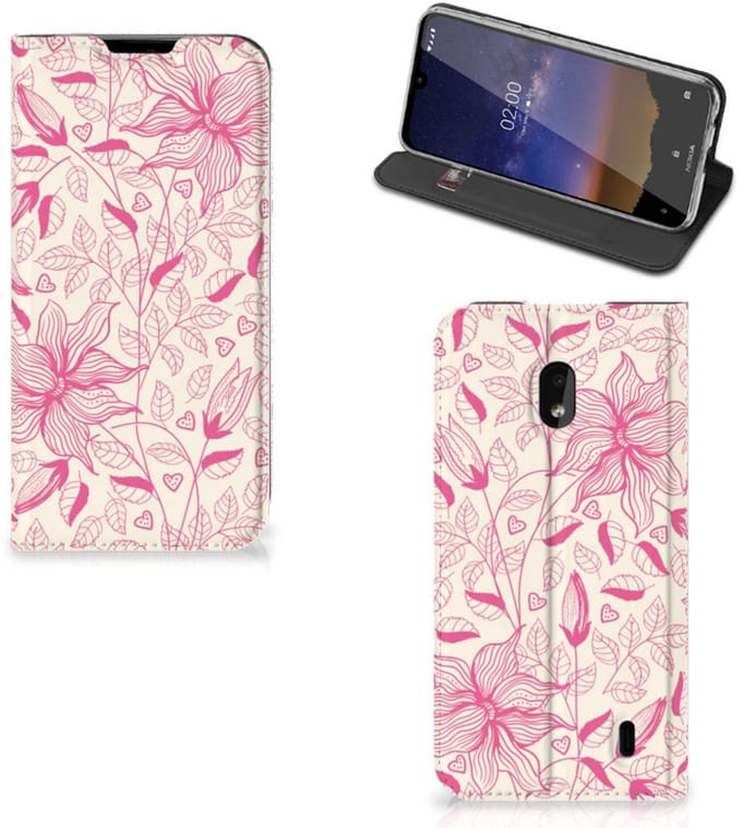 Nokia 2.2 Smart Cover Pink Flowers