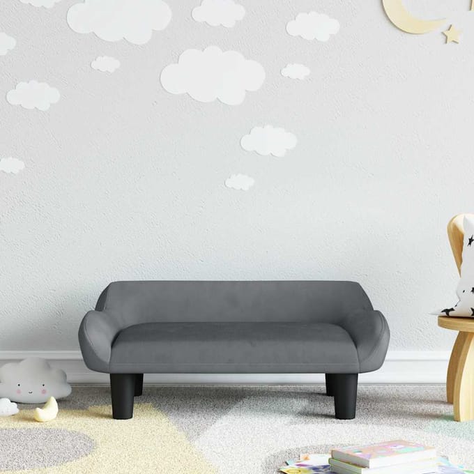 vidaXL - Kinderbank - 70x40x24 - cm - fluweel - donkergrijs
