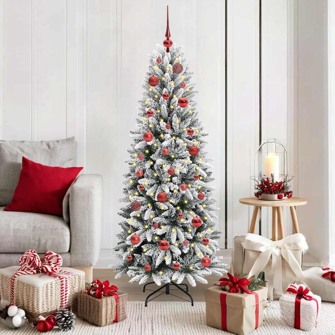 vidaXL - Kunstkerstboom - Wit - 150 - cm - PVC - en - plastic - en - staal - en - PE