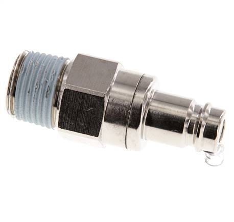 Vernikkeld Messing DN 10 Luchtkoppeling Insteeknippel R 1/2 inch Buitendraad Double Shut-Off - CLP10-M-BN-SV-012