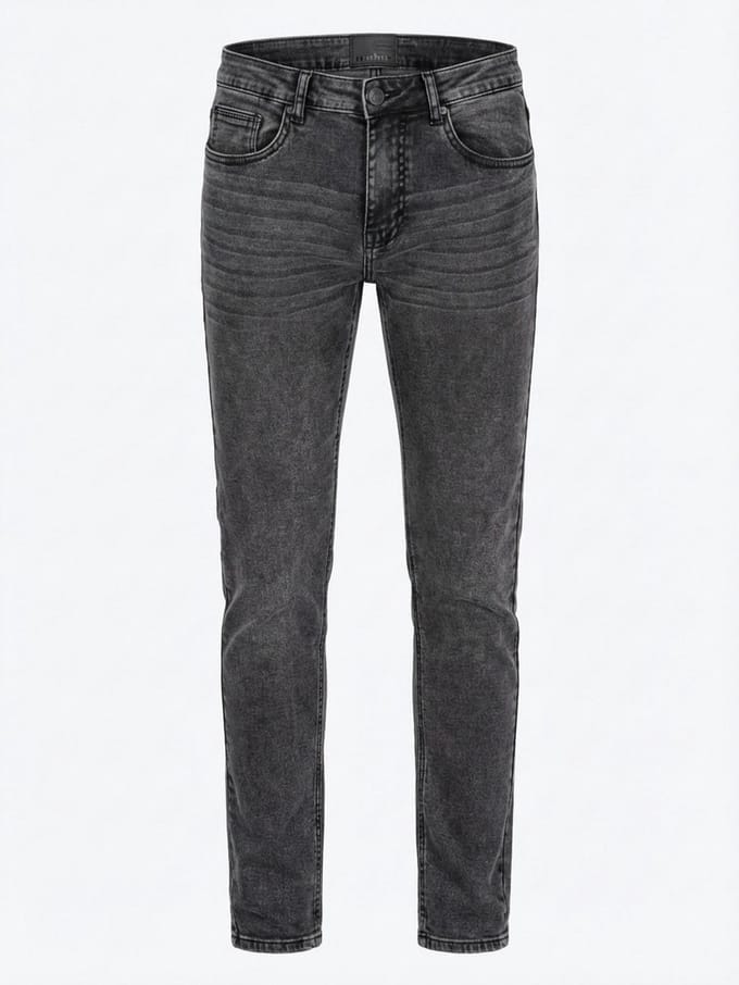 OMBRE Broek - Slim Fit - Katoen - Rits Grijs M