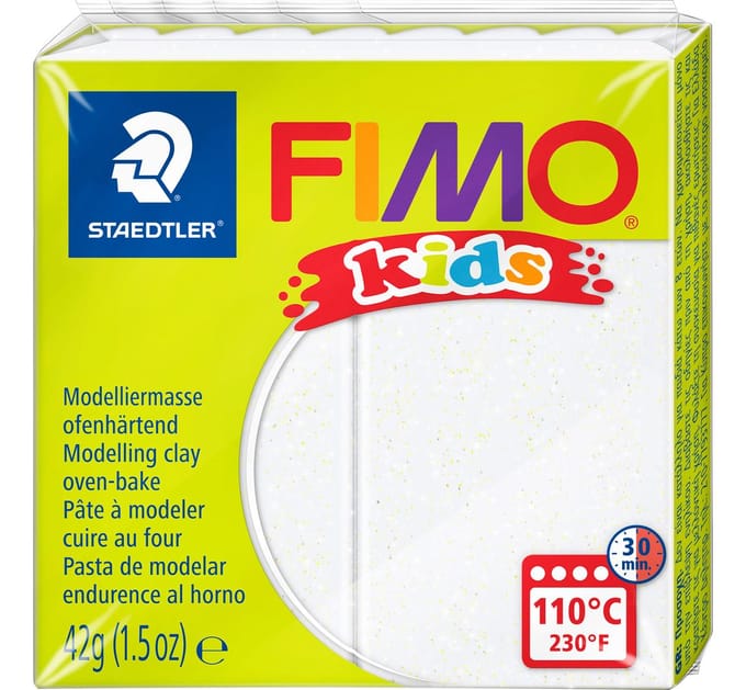 Fimo Kids boetseerklei 42g glitterwit Klei