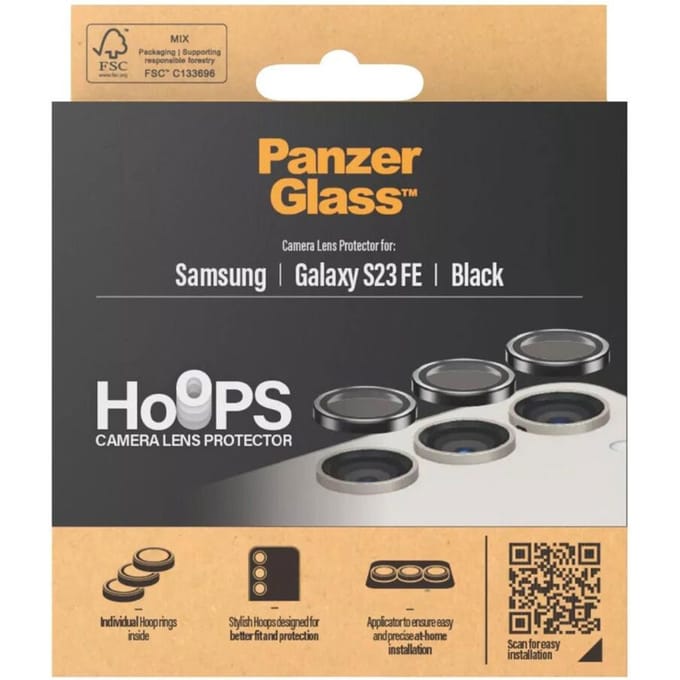 PanzerGlass Screenprotector geschikt voor Samsung Galaxy S23 FE Glazen | PanzerGlass Hoops Camera Lens Protector - Case Friendly