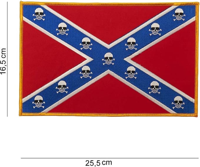 Embleem stof Rebel vlag doodskop groot