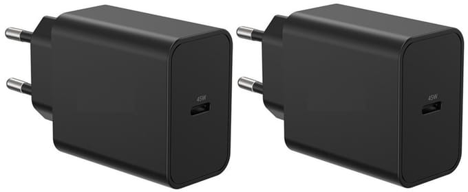 2 stuks OneOne 45W super snellader. Zwarte USB C oplader. PD lader adapter past op Google Pixel 5, Pixel 5a, Pixel 6, Pixel 6a, Pixel 6 Pro, Pixel 7, Pixel 7a, Pixel 7 Pro, Pixel 8, Pixel 8a