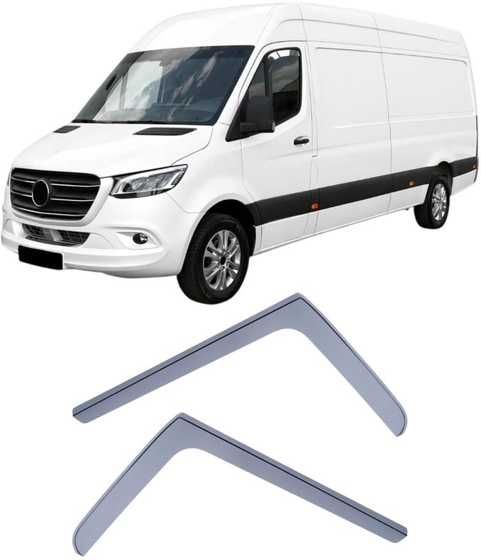 Zijwindschermen Geschikt voor Mercedes Sprinter W907 (2018+) – Set van 2 – Getint – Regen- en Windbescherming