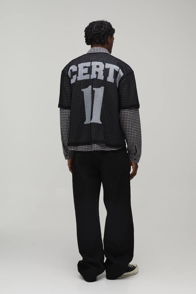 Oversized Boxy Shirt Met Nep-laagjes Look | Grey | Size Medium