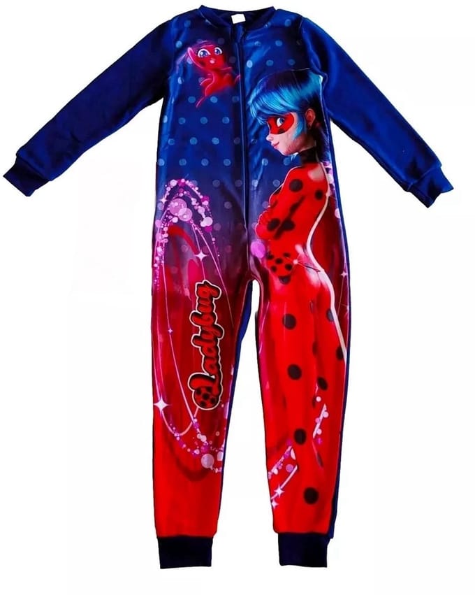 Miraculous Ladybug Onesie - Pyjama / Jumpsuit / Huispak - Rood/Navy - Maat 122/128