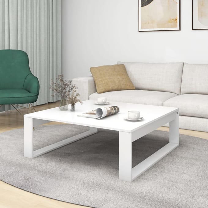 Vidaxl Salontafel, Wit, 100X100X35 Cm, Materiaal Houtvezelplaat