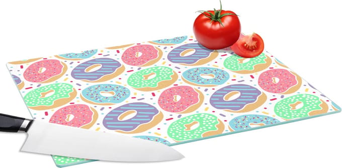 Glazen Snijplank - 39x28 - Donut - Patronen - Pastel - Snijplanken Glas