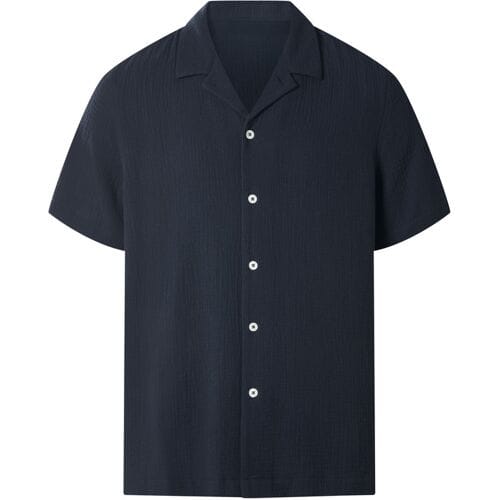 ESMARA MEN Mousseline heren overhemd (Marineblauw, M)