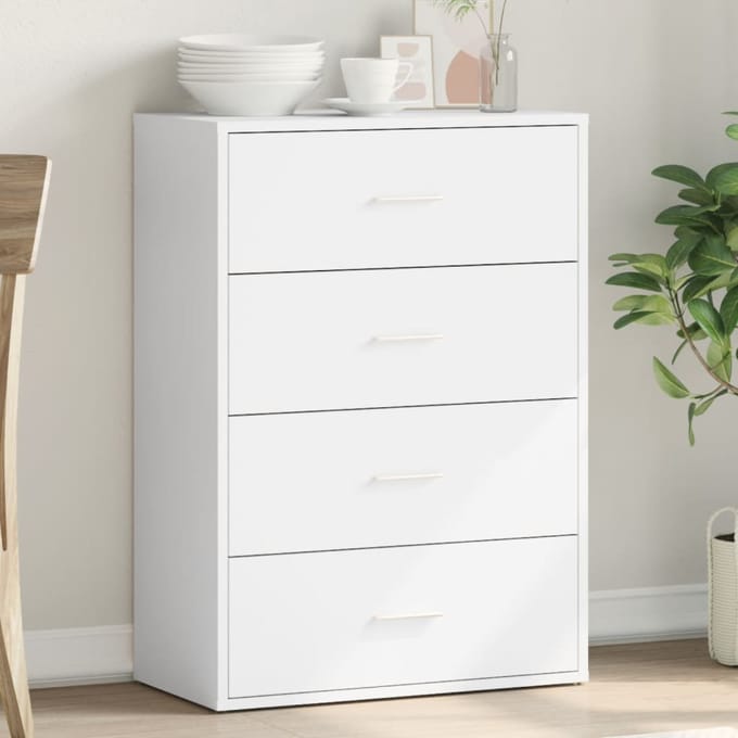 vidaXL - Dressoir - 60x31x84 - cm - bewerkt - hout - wit