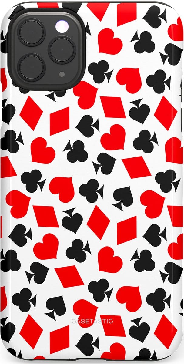 Casetastic hoesje geschikt voor Apple iPhone 11 Pro Max - Dubbellaagse bescherming - Harten spel - Fashion Case - Wit Rood Zwart Grijs