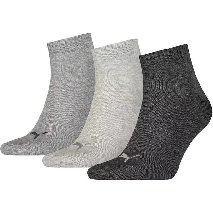PUMA Quarter Plain Enkelsokken - 3 pack - Navy/Grijs/Blauw - Maat 35-38