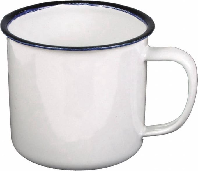 Set van 6 stuks MFH Emaille bekers wit-blauw 300 ml | 33385-6 | MFH