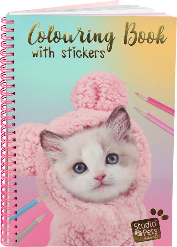 Studio Pets® kleurboek met stickers A5 – katten editie – kleurboek voor kinderen
