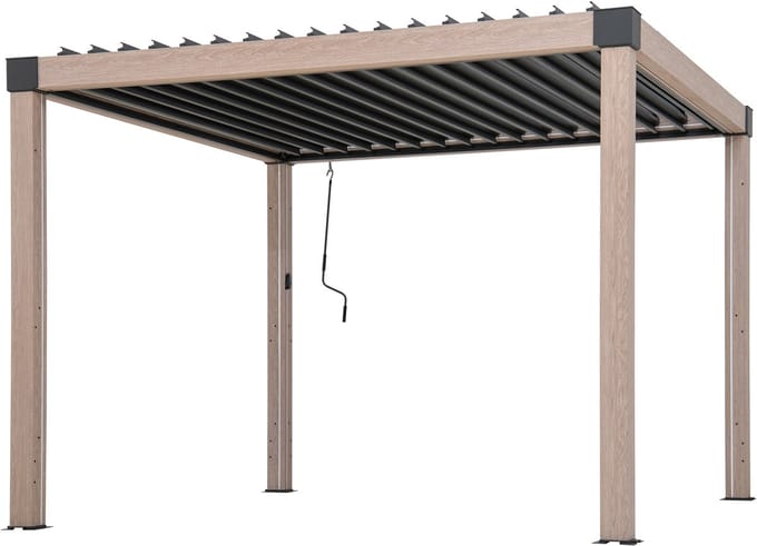 Multi Gazebo incl. LED verlichting en AB - 306cm x 306cm in eiken look