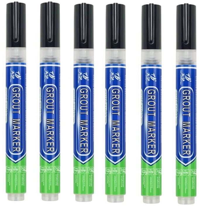 Tegelvoegstift 6-Pack: Waterdichte Voegreparatiemarker voor Tegelrestauratie Black