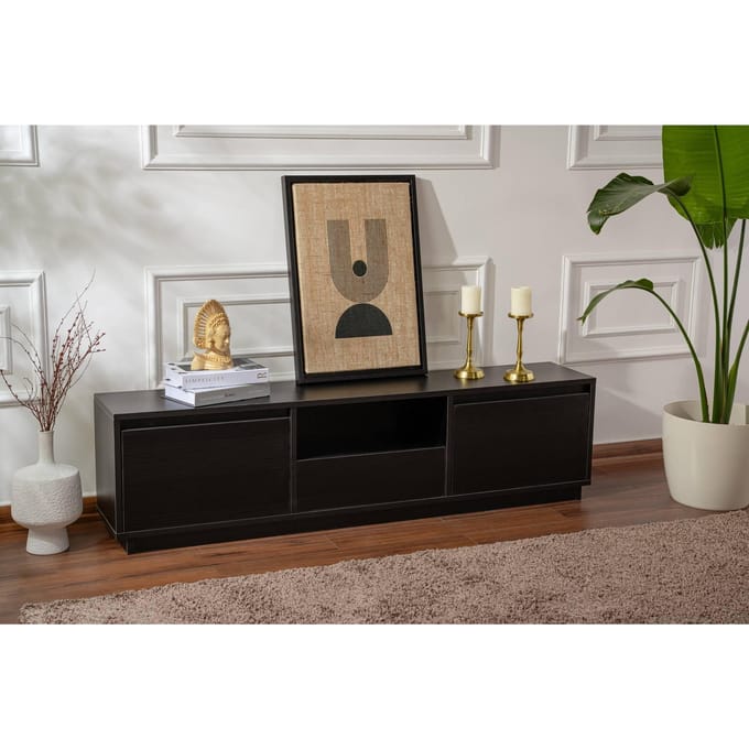 Houten TV-meubel "Vanguard" 160 x 30 x 42 cm - Zwart Hout