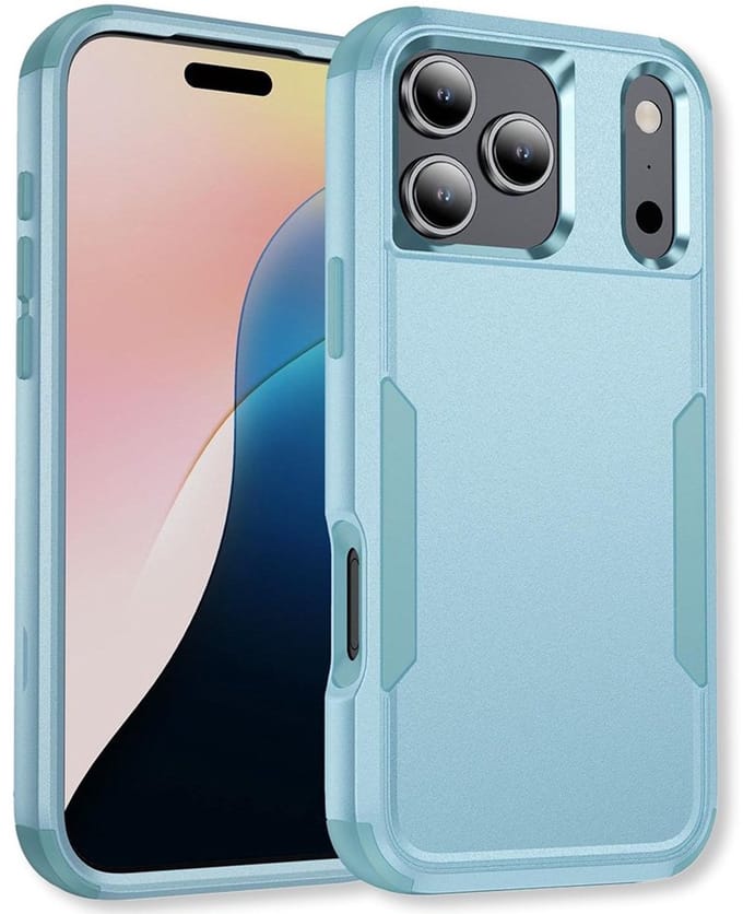 Mobiq - Layered Armor Hoesje geschikt voor iPhone 17 Pro Max - turqoise