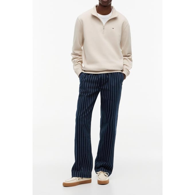 Tommy Hilfiger Regular Fleece 1/4 Zip Classic Beige Größe: M | Pullover Outlet | Herren | Braun