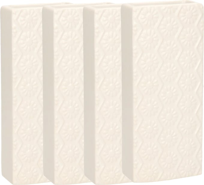 Gerimport Waterverdamper - 4x - creme wit - keramiek - 400 ml - radiatorbak luchtbevochtiger - 7,4 x 17,7 cm