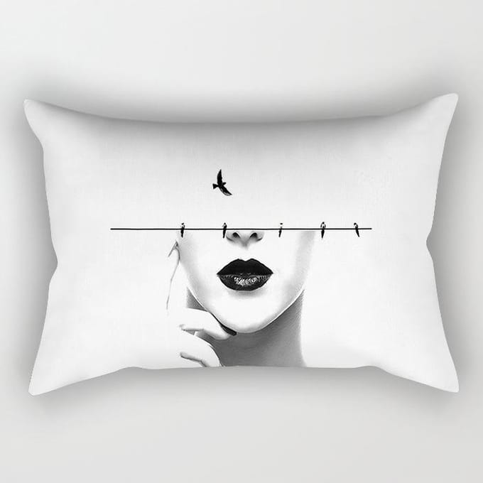Housse de coussin longue géométrique noir et blanc simple moderne Housse de coussin de canapé 30X50 without pillow core