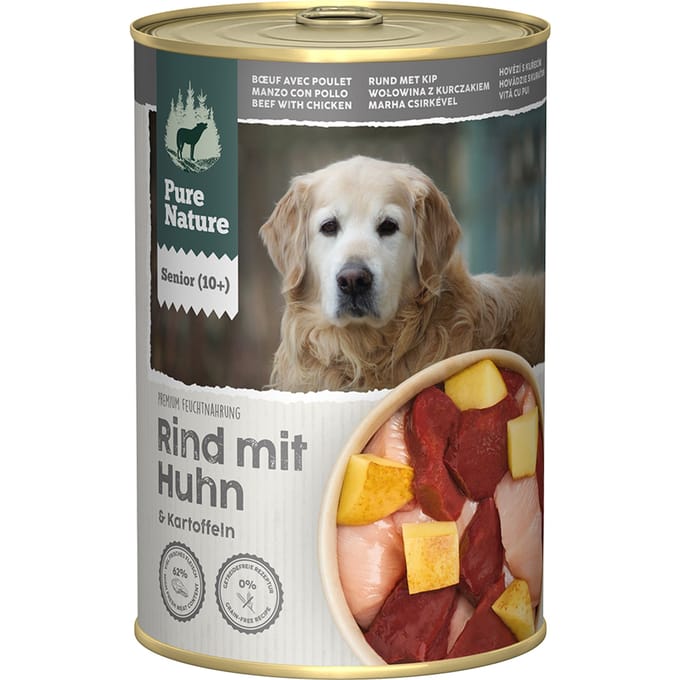 6x 400g Pure Nature Senior Pure Beef Hondenvoer Nat