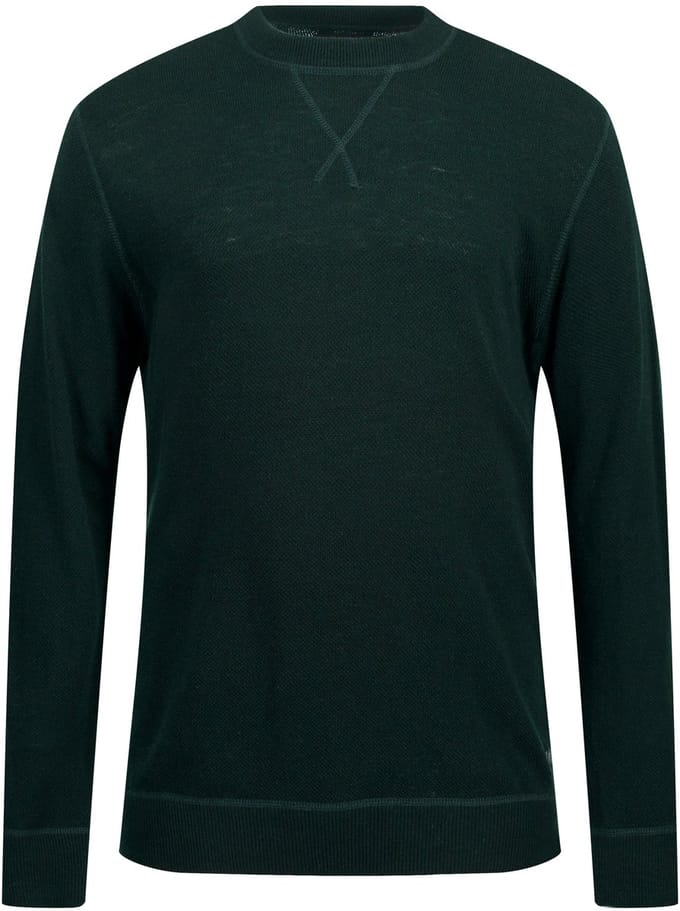 JP 1880 - Heren - Pullover wolmix ronde hals met details - Dennengroen - Maat 3XL