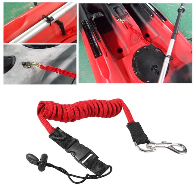 Laisse élastique pour pagaie, kayak, canoë, canne à pêche, bateau à rames, cordon enroulé, corde d'attache jaune
