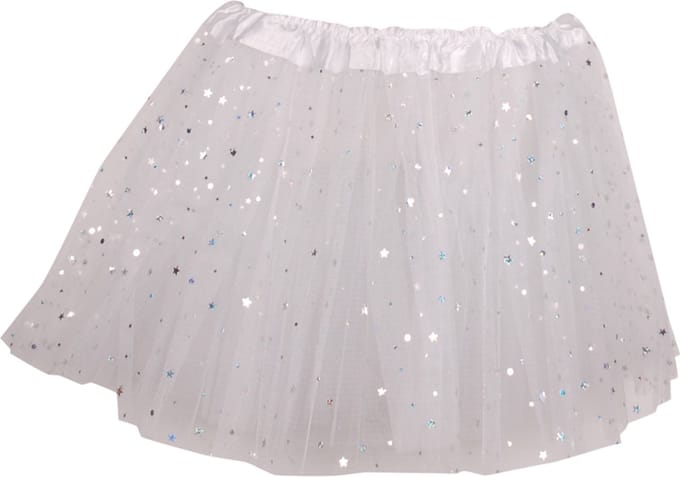 Tutu voor kinderen wit met zilveren sterretjes