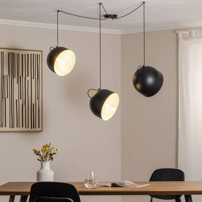ALDEX Hanglamp Pepe, zwart, 3-lamps
