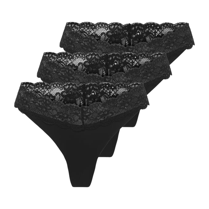 ONLY - ONLCHLOE LACE S.S THONG 3-PACK ACC NOOS Dames Onderbroek